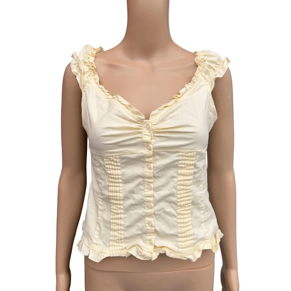brandy melville pastel yellow ruffle top - Picture 4 of 10